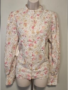 NWT Bardot Hendry Floral Eyelet Button-Down Top - Vintage Floral XL
